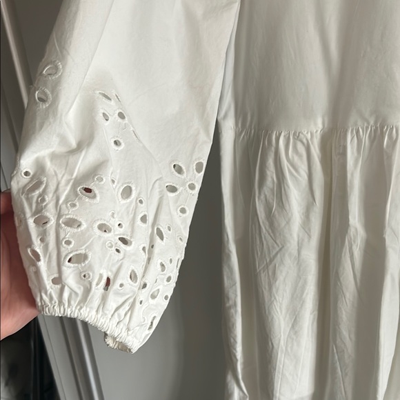 Anthropologie Bettina Maeve White Tiered Shirt Puff Sleeve Sundress - Picture 3 of 7